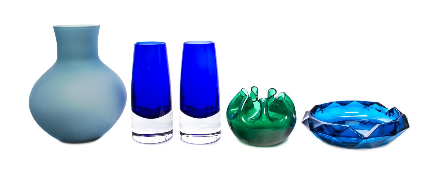 Five Glass Articles Height of tallest 10 1/2 inches.