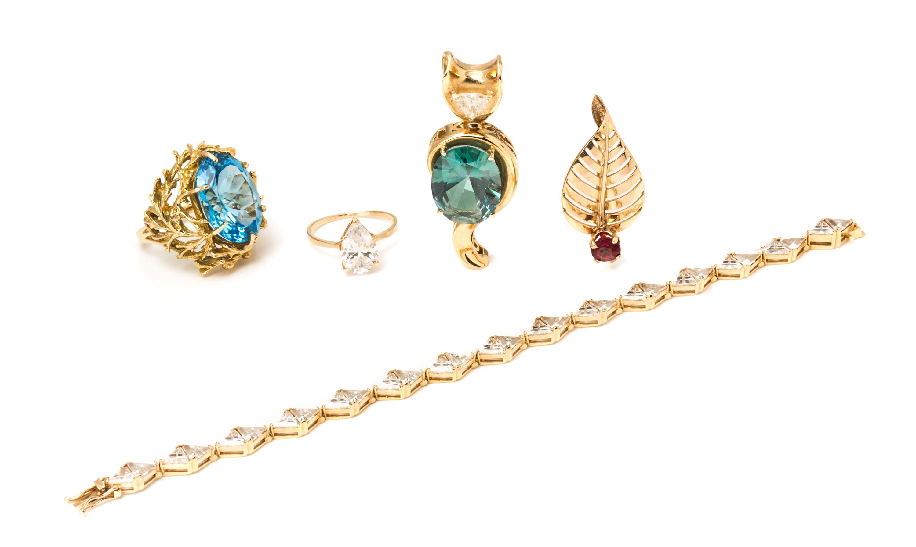 A Collection of Yellow Gold Jewelry, 38.60 dwts.