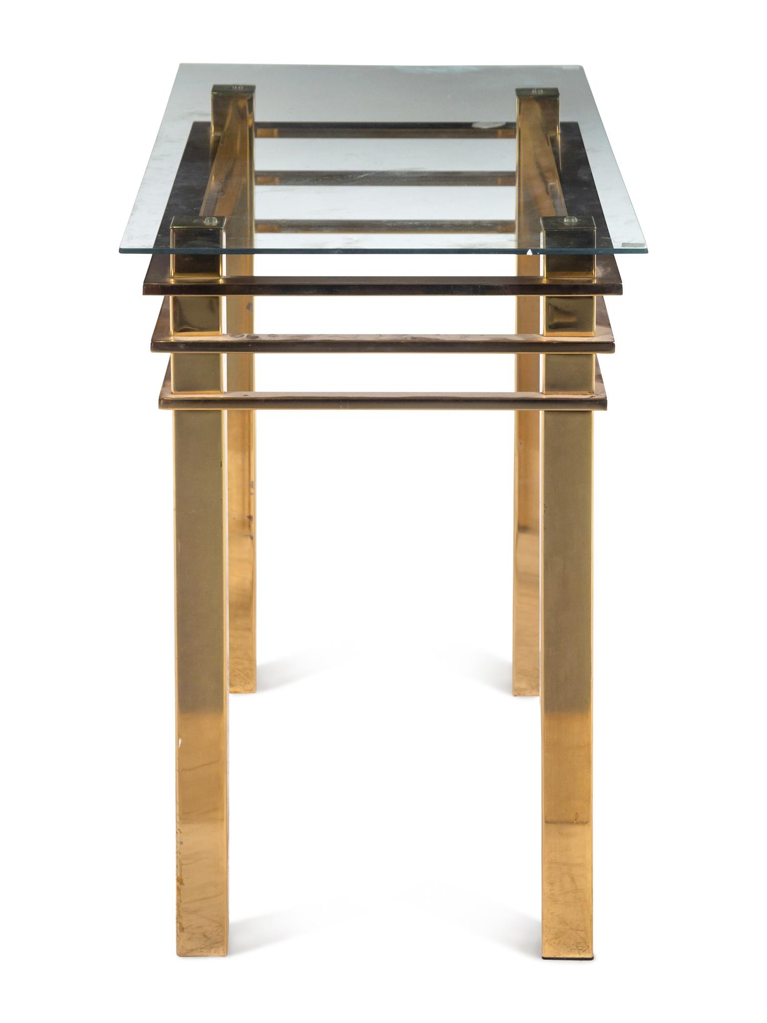 A Modernist Brass and Glass Table