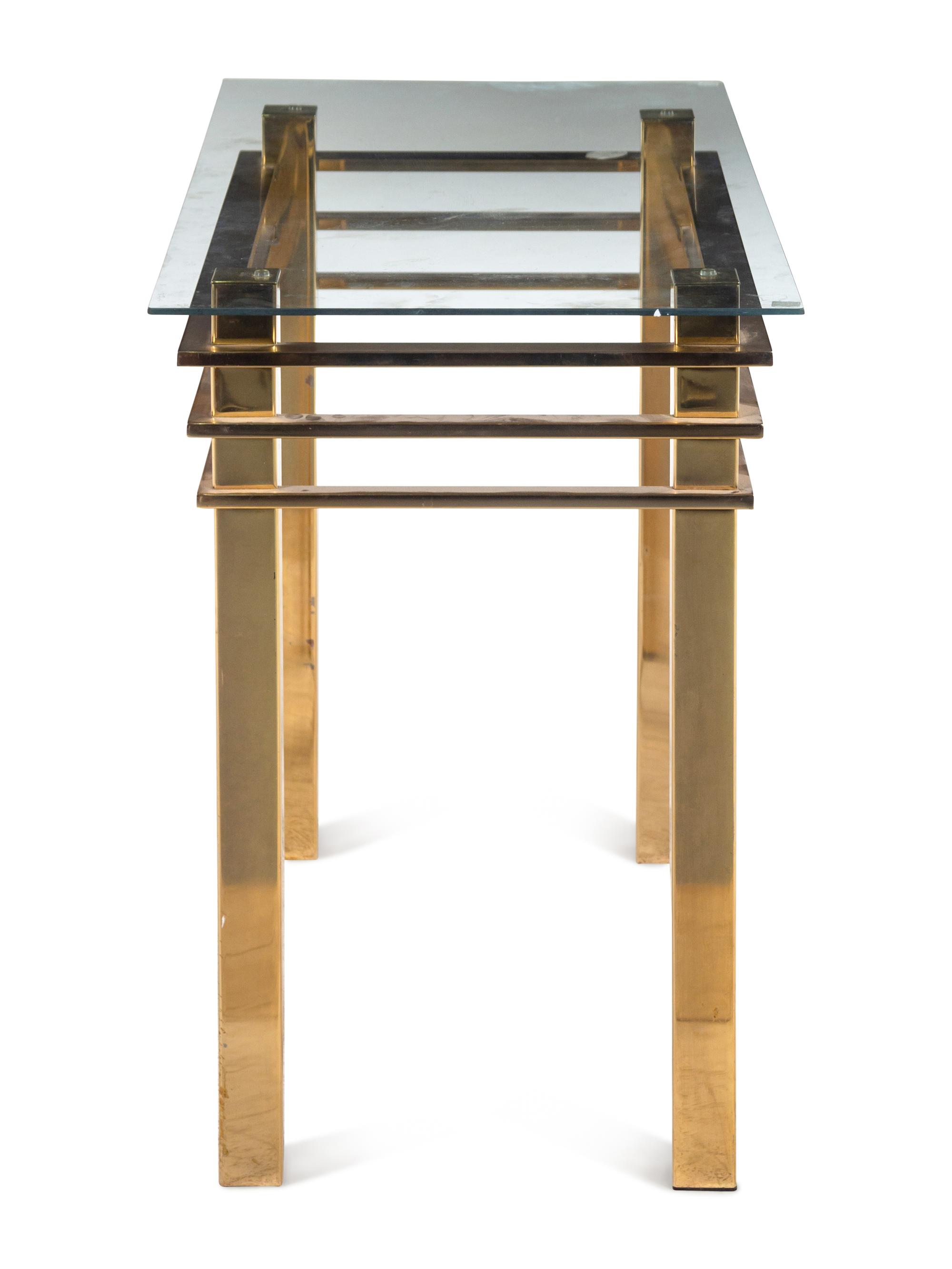 A Modernist Brass and Glass Table