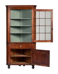 A Federal Walnut Corner Cupboard