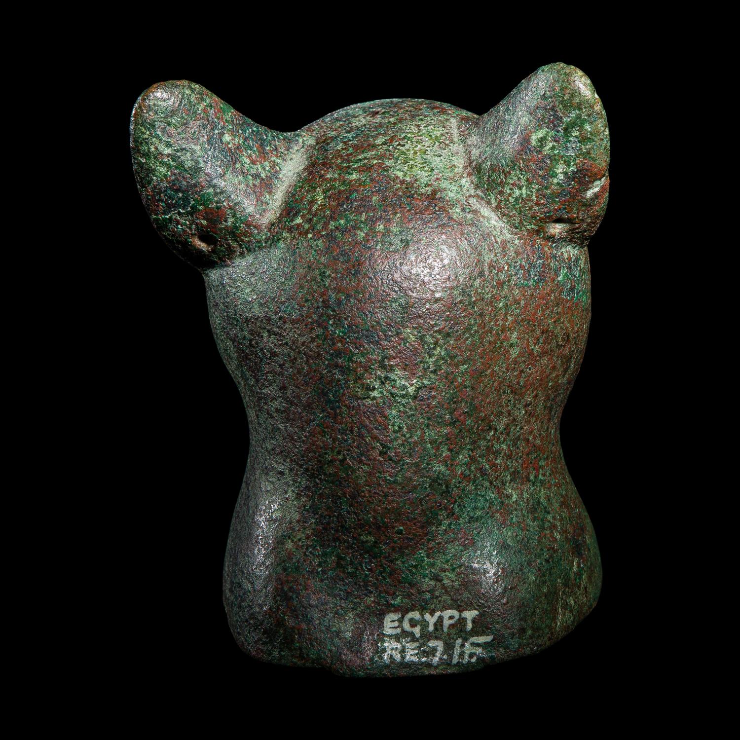 An Egyptian Bronze Bust of a Cat