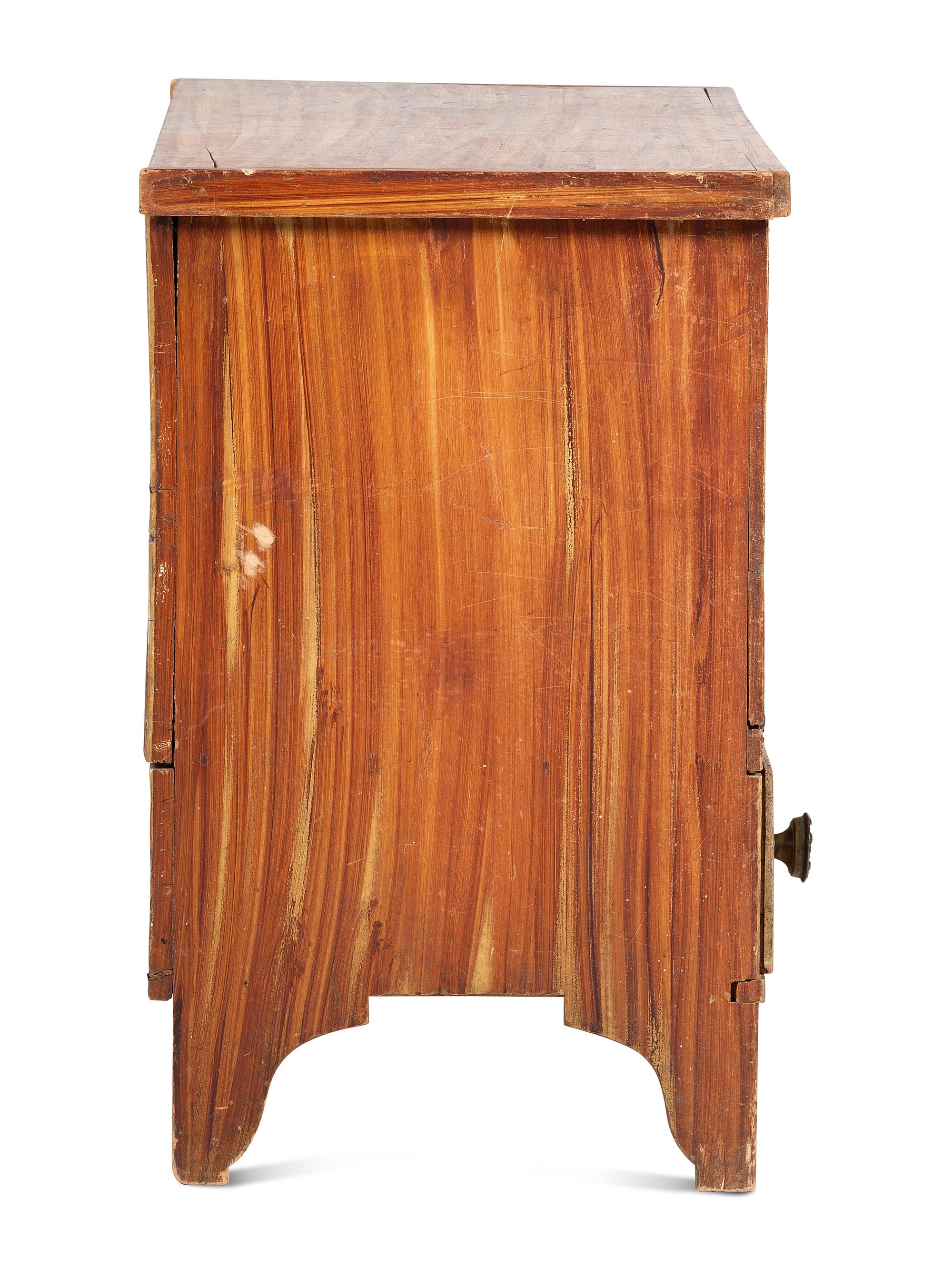 A Country Federal Grain Painted and Smoke-Decorated Maple One-Drawer Blanket Chest