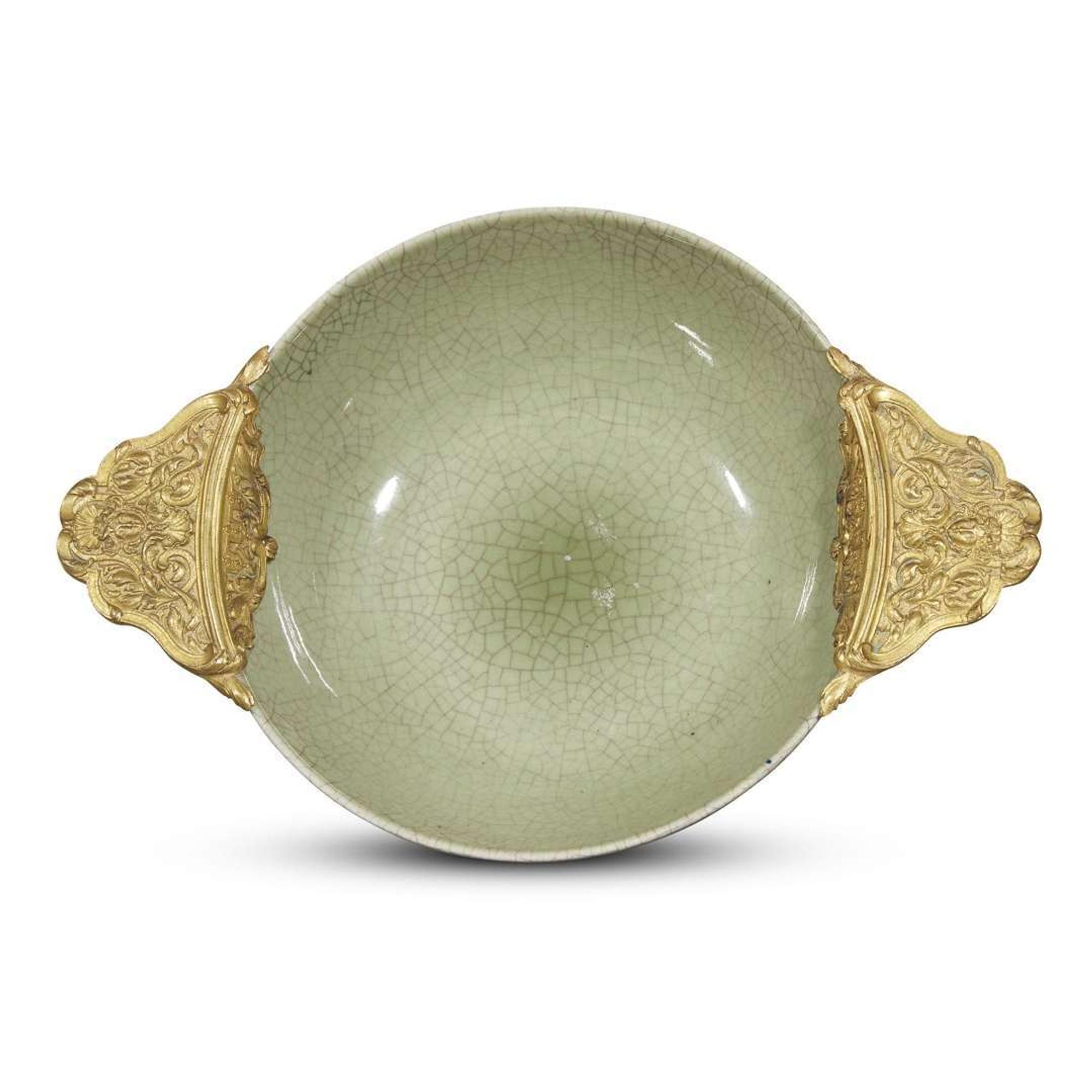 A Régence style gilt-bronze mounted Chinese celadon-glazed porcelain bowl 19th century