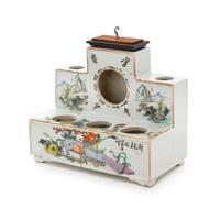 A Chinese Export Famille Rose Porcelain Desk Set Height 6 1/2 inches. — LATE QING DYNASTY