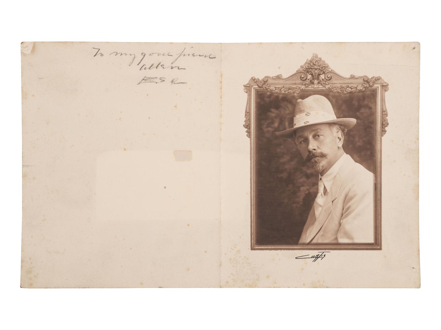 CURTIS, Edward S., photographer. Signed and inscribed photograph of Edward Curtis.