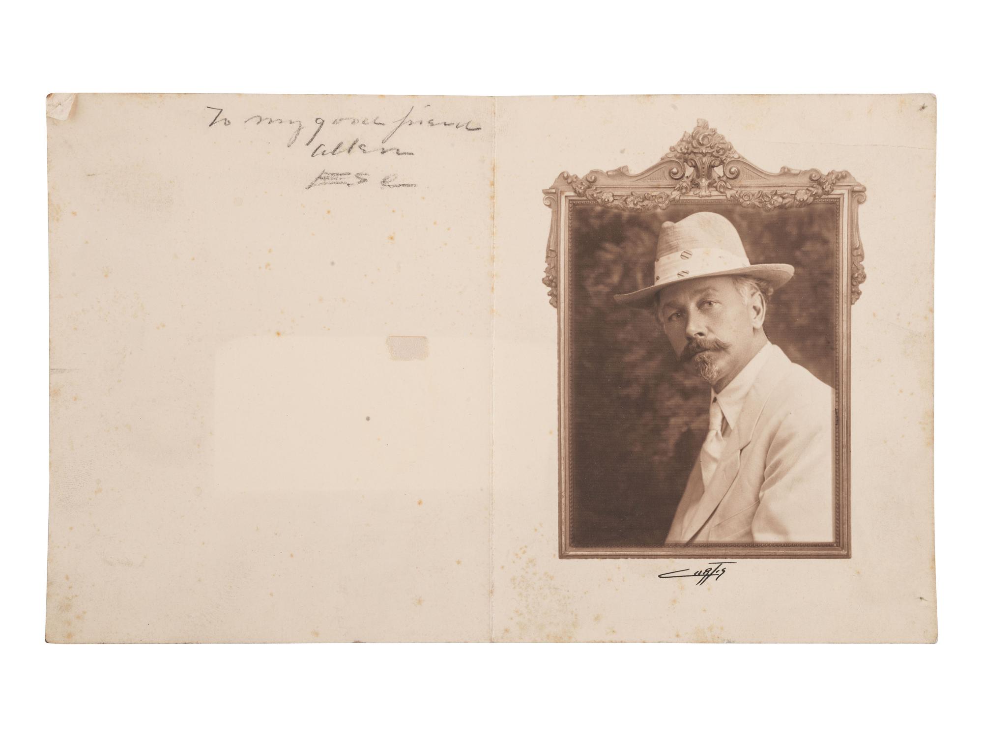 CURTIS, Edward S., photographer. Signed and inscribed photograph of Edward Curtis.