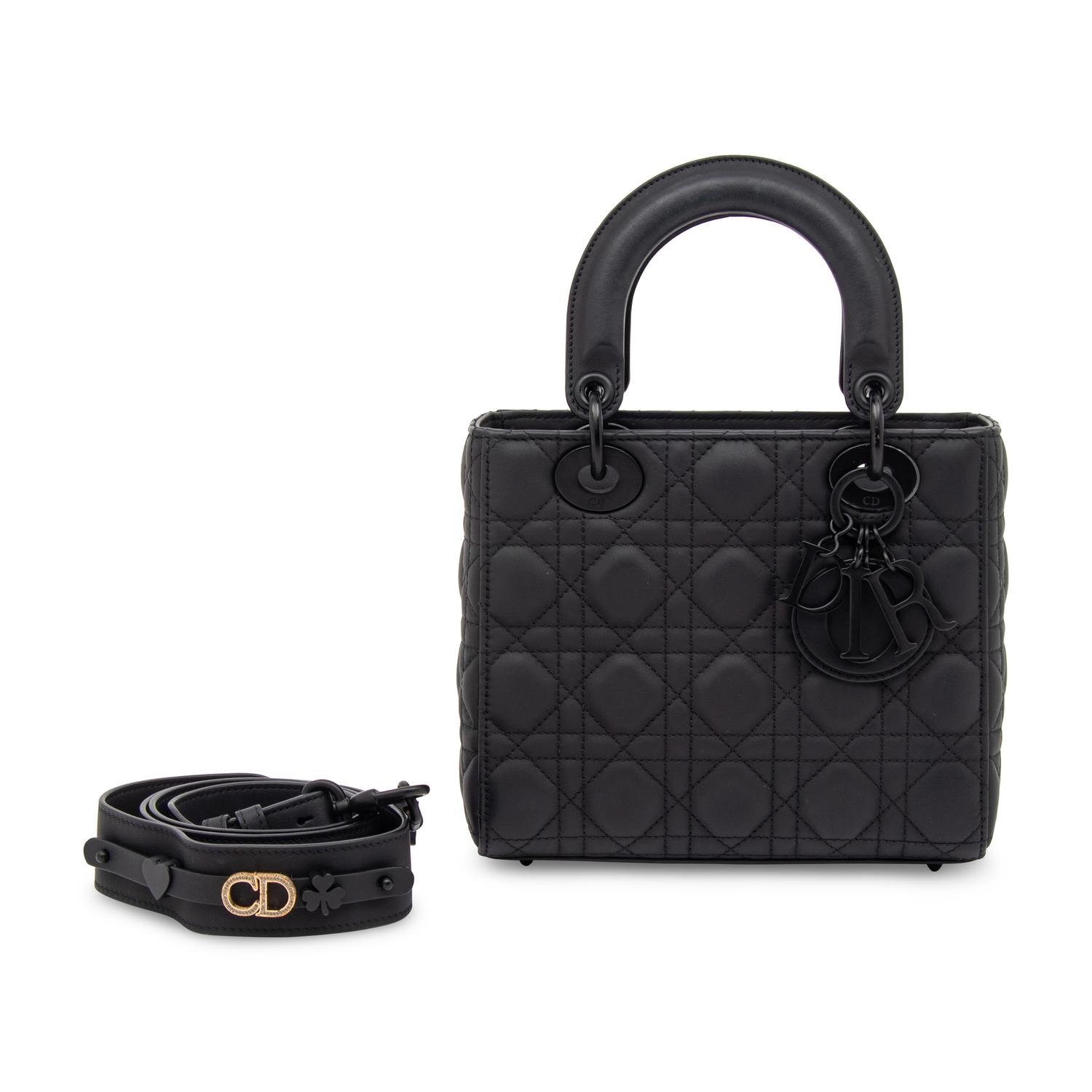 CHRISTIAN DIOR, MATTE ALL-BLACK SMALL LADY DIOR