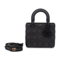 CHRISTIAN DIOR, MATTE ALL-BLACK SMALL LADY DIOR