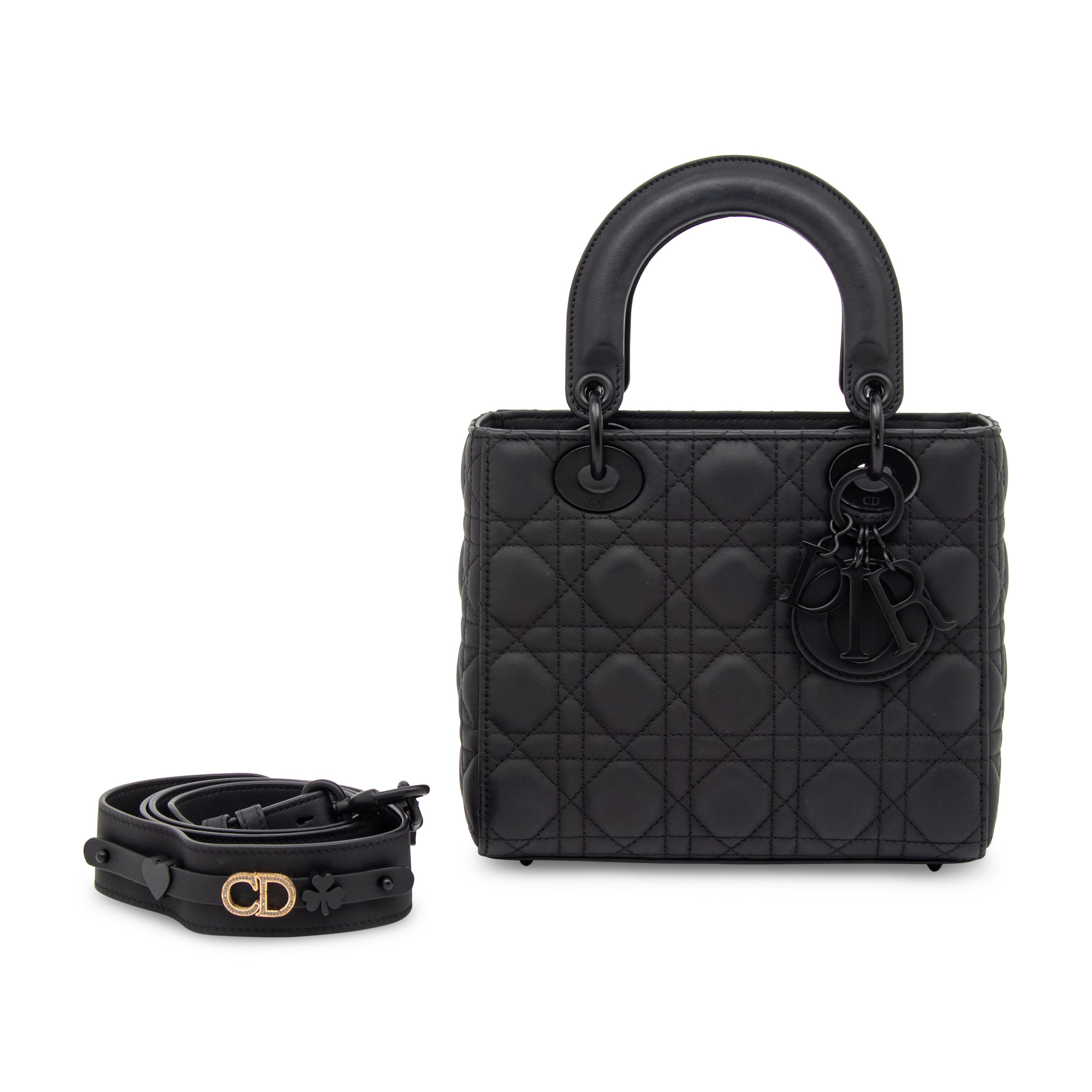 CHRISTIAN DIOR, MATTE ALL-BLACK SMALL LADY DIOR