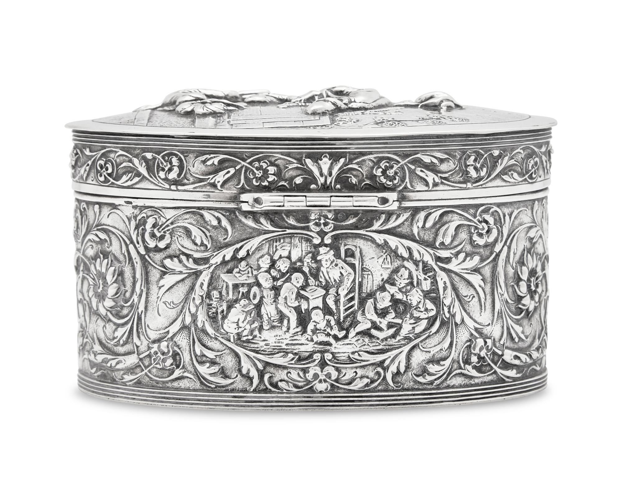 A Dutch Silver Tea Caddy