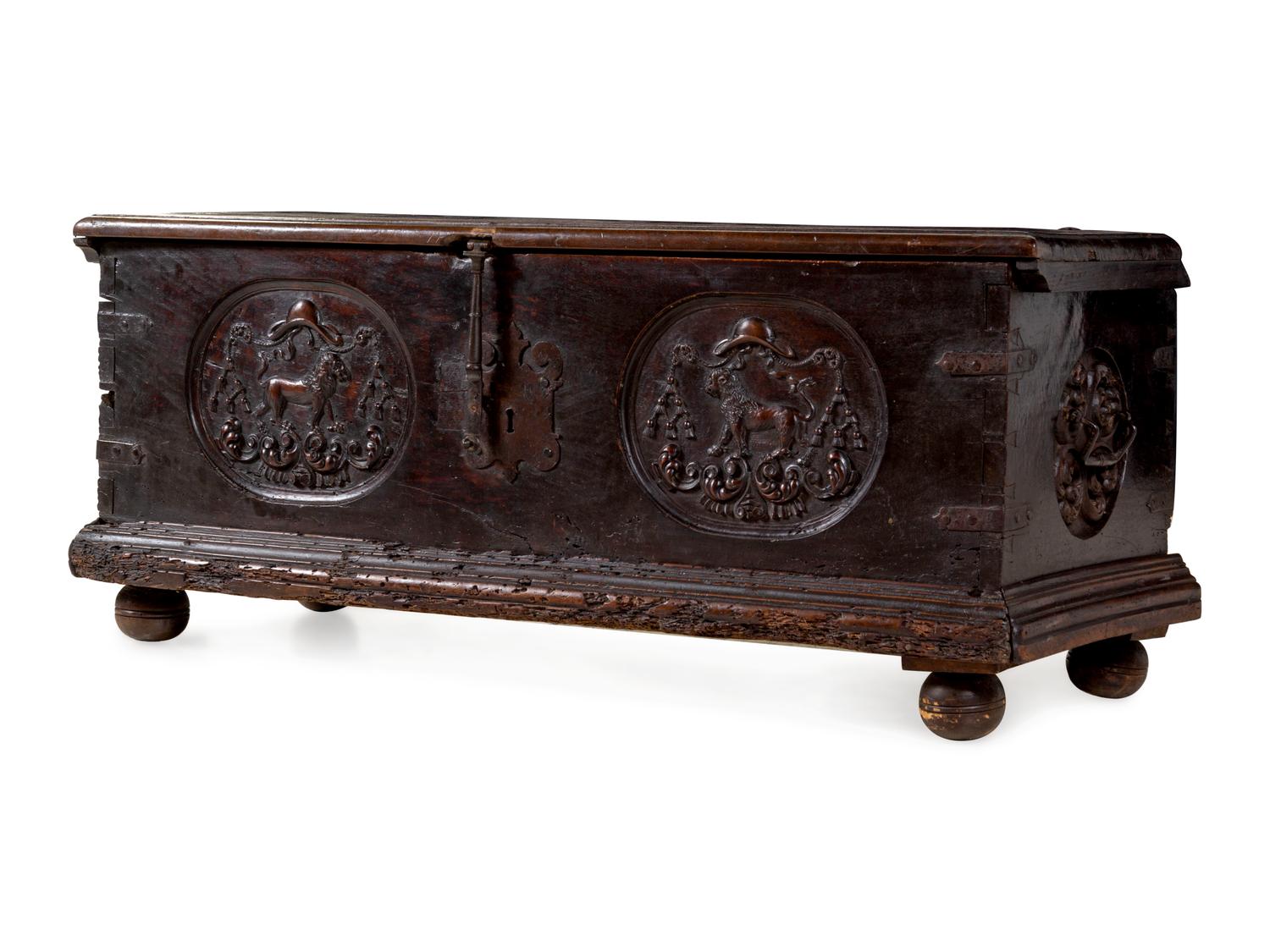 A Continental Carved Walnut Chest