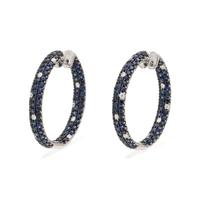 SAPPHIRE AND DIAMOND HOOP EARRINGS