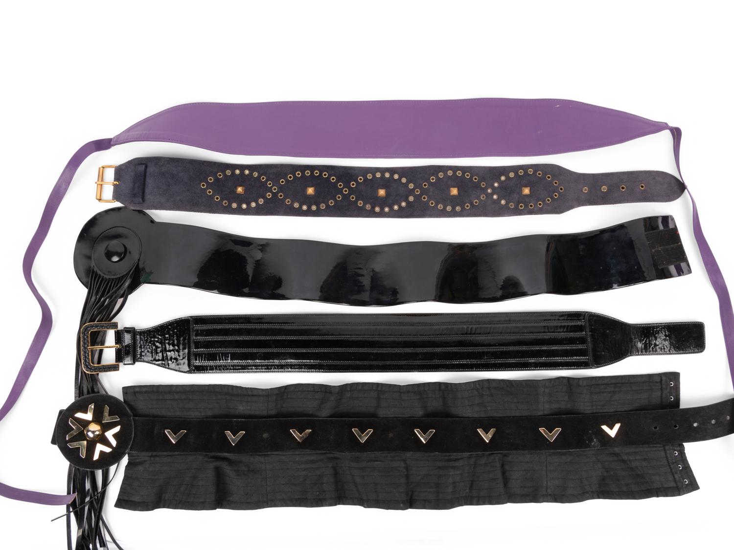 Six Designer Belts: One Cardin, One Krizia, Three Valentino, and One Givenchy, 1970-90s