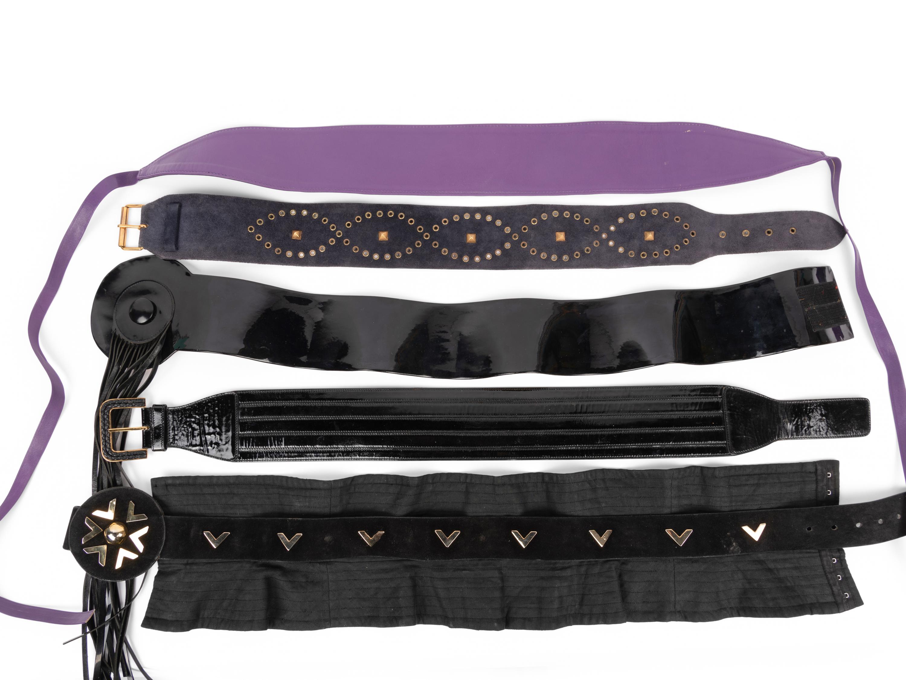 Six Designer Belts: One Cardin, One Krizia, Three Valentino, and One Givenchy, 1970-90s