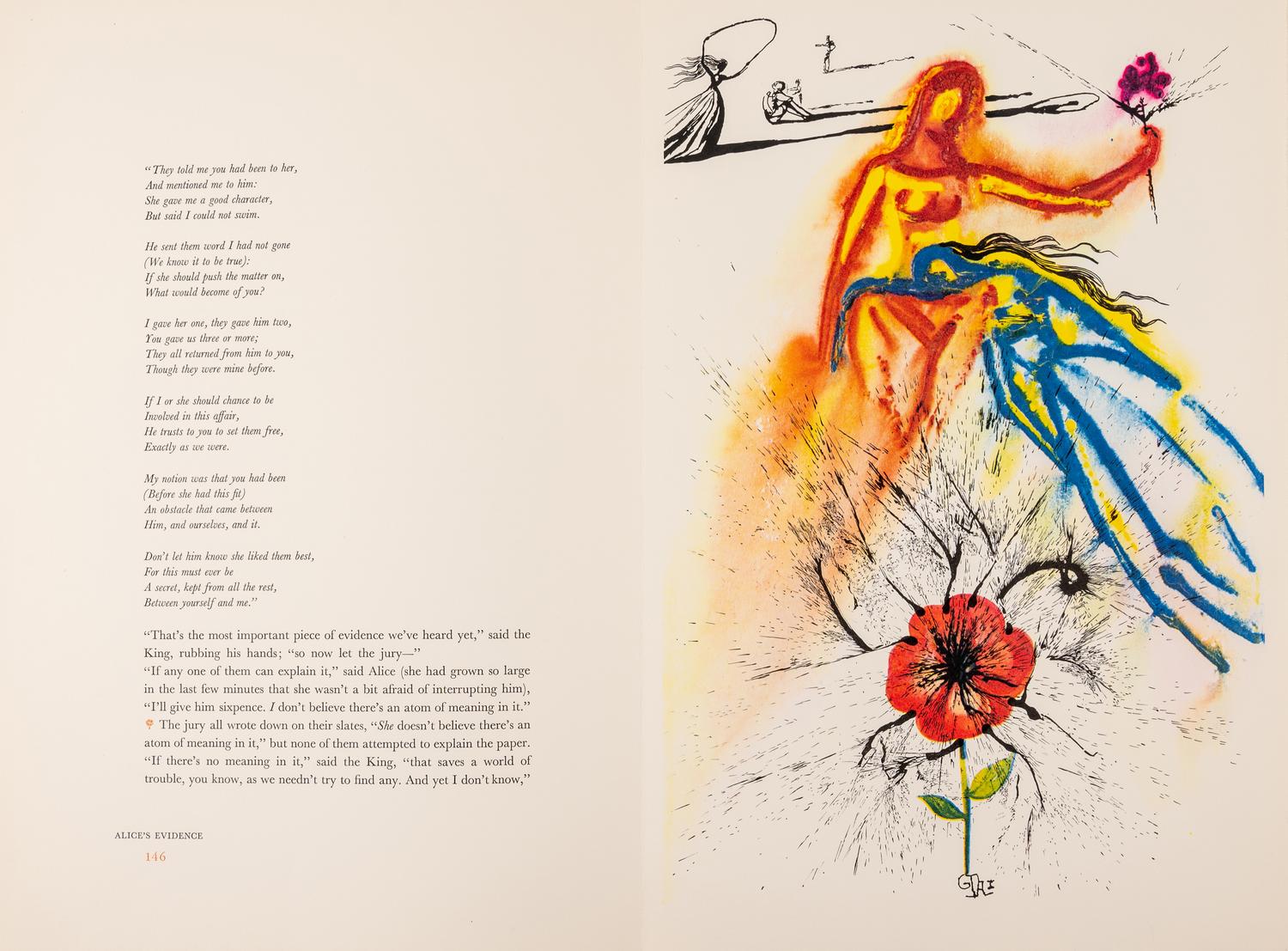 [ARTIST'S BOOK]. DALI, Salvador (1904-1989), illustrator. -- DODGSON, Charles Lutwidge (“Lewis Carroll”) (1832-1898). Alice in Wonderland . New York: W.U.C.U.A. and Maecenas Press - Random House, 1969.