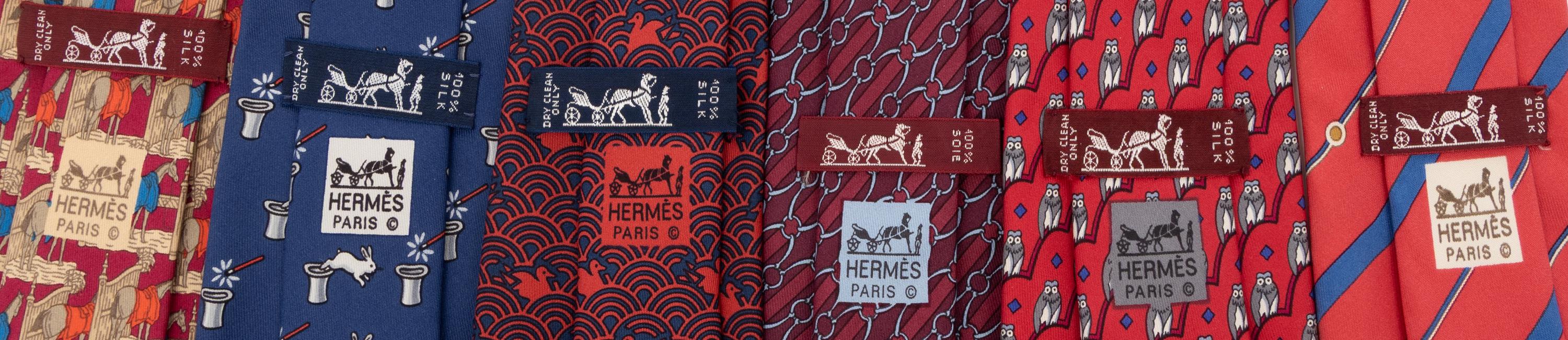 Hermès, Six Printed Silk Neckties