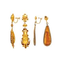 GEORGIAN, CAMEO, AMETHYST, AND LOW KARAT GOLD EARRINGS