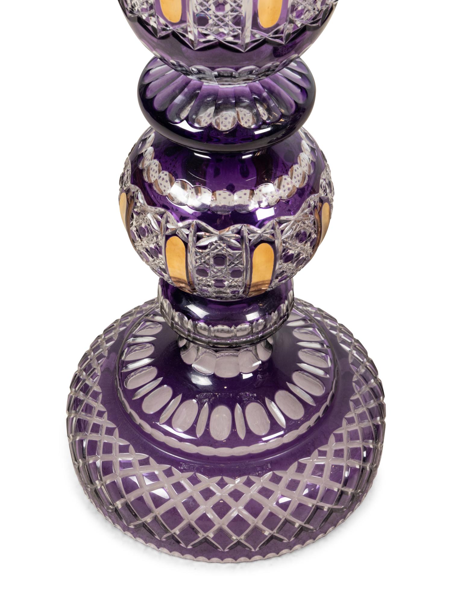 A Pair of Large Bohemian Gilt-Decorated Cut Glass Pokals