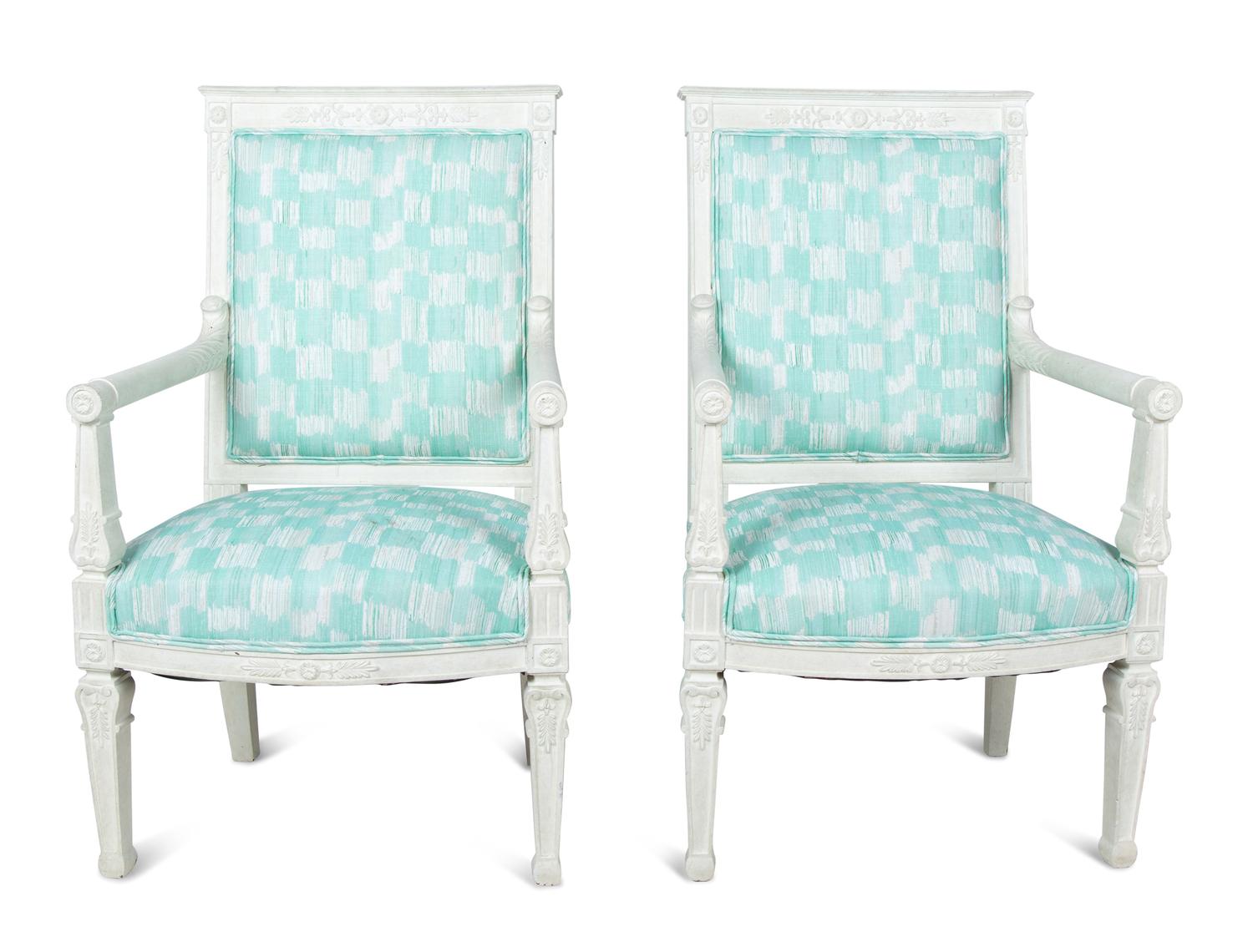 A Pair of Empire Style Painted Fauteuils — 19TH CENTURY