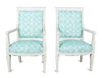 A Pair of Empire Style Painted Fauteuils — 19TH CENTURY