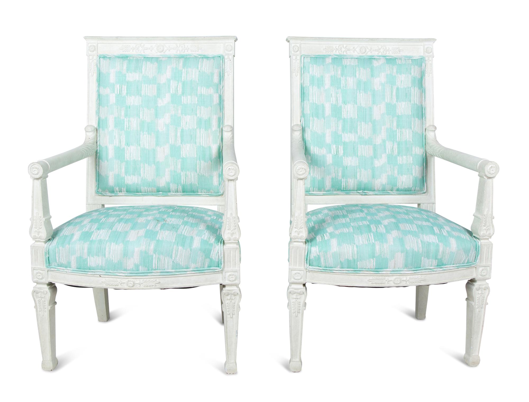 A Pair of Empire Style Painted Fauteuils — 19TH CENTURY