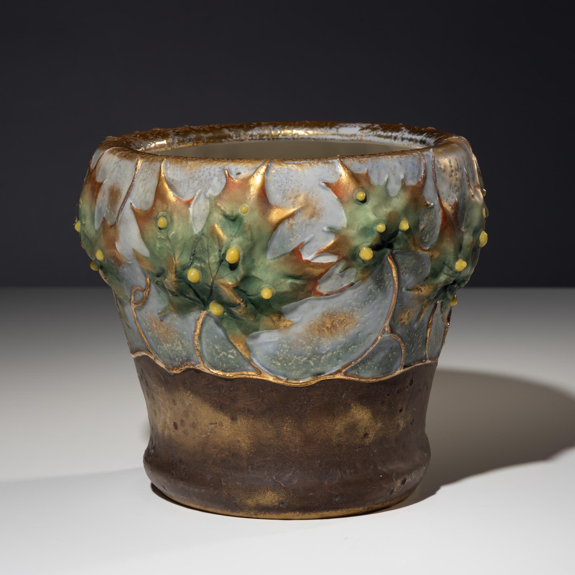 Amphora Jardinière with Art Nouveau Leaf motif