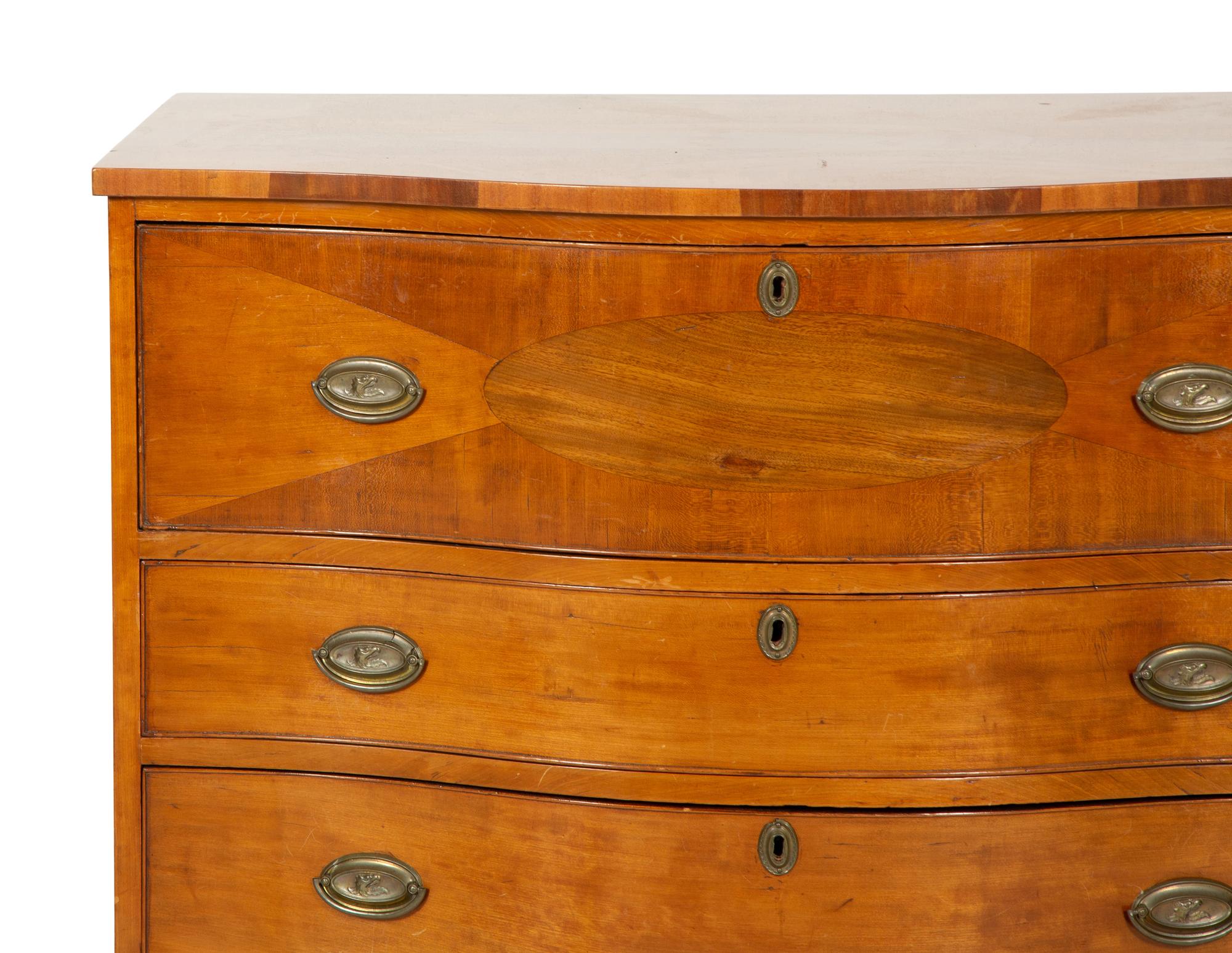 A George III Mahogany Serpentine-Front Bureau Chest of Drawers