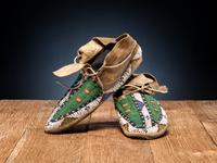 Sioux Beaded Buffalo Hide Moccasins