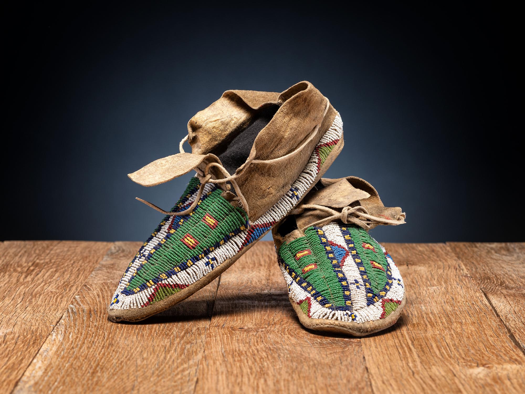 Sioux Beaded Buffalo Hide Moccasins
