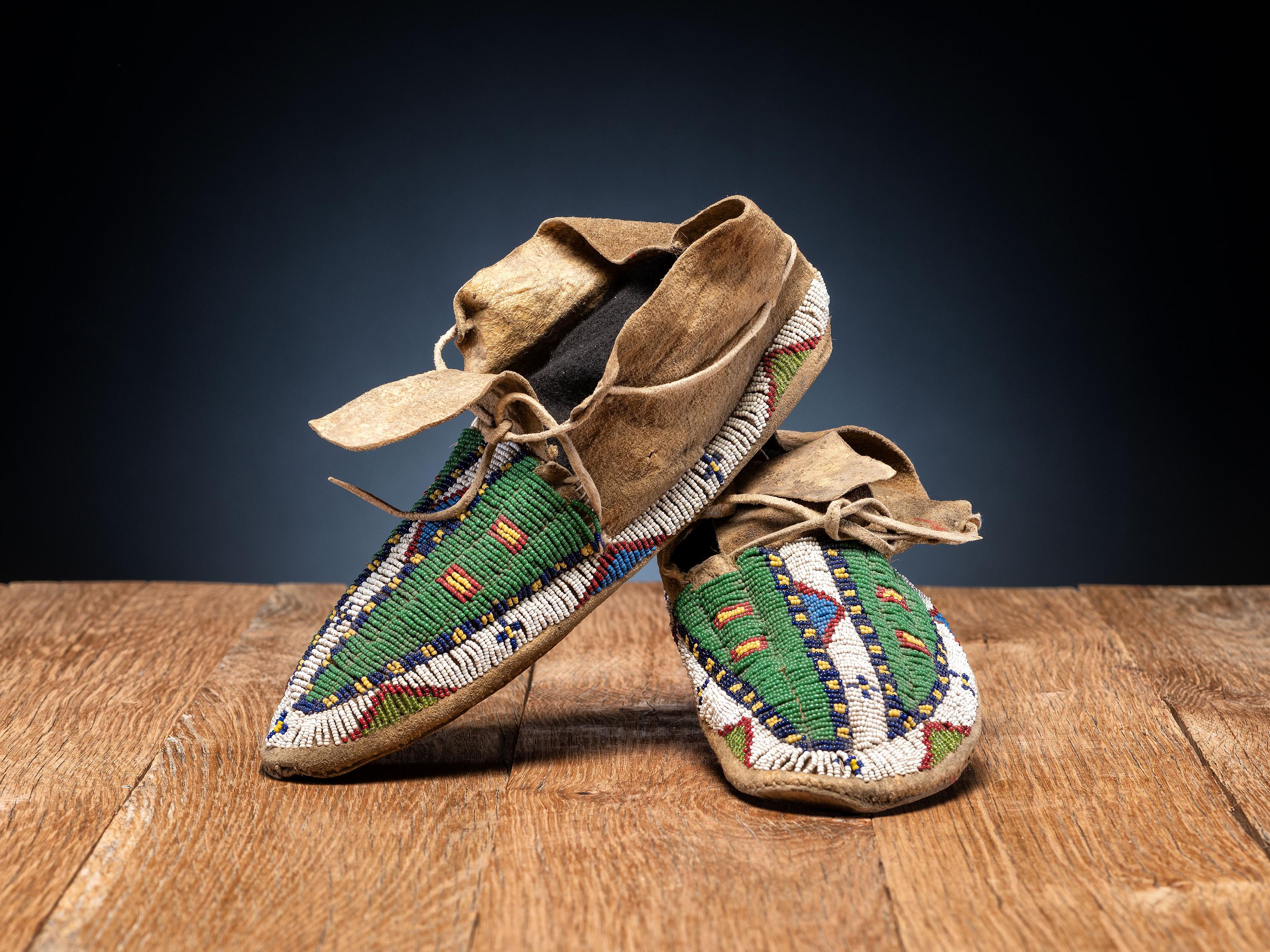 Sioux Beaded Buffalo Hide Moccasins
