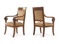 A Pair of Louis Philippe Style Walnut Fauteuils