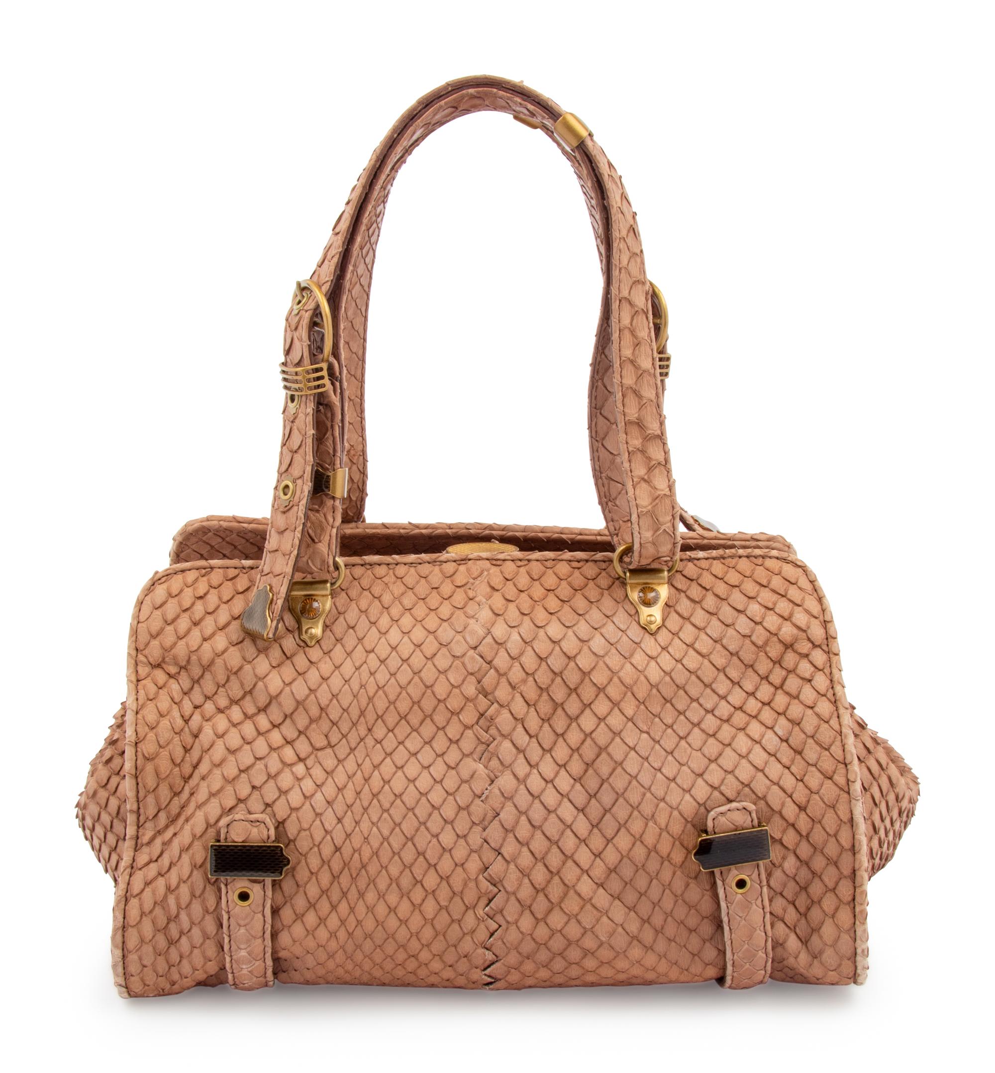 Bottega Veneta Snakeskin Frame Satchel