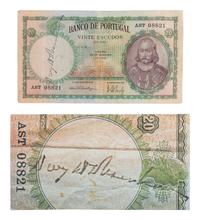 [EISENHOWER, DWIGHT D. (1890-1969)]. Autograph on Portuguese bank note obtained by WWII Veteran.