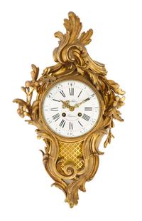 A Louis XV Style Gilt Bronze Cartel Clock, GILBERT FABRE (FRENCH, 19TH/20TH CENTURY), Height 19 1/4 inches. — GILBERT FABRE (FRENCH, 19TH/20TH CENTURY),