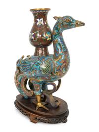 A Chinese Cloisonne Phoenix Incense Vase