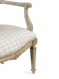 A Pair of Venetian Painted and Parcel Gilt Armchairs