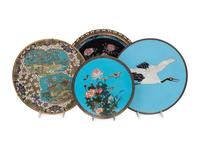 Four Japanese Cloisonné Chargers