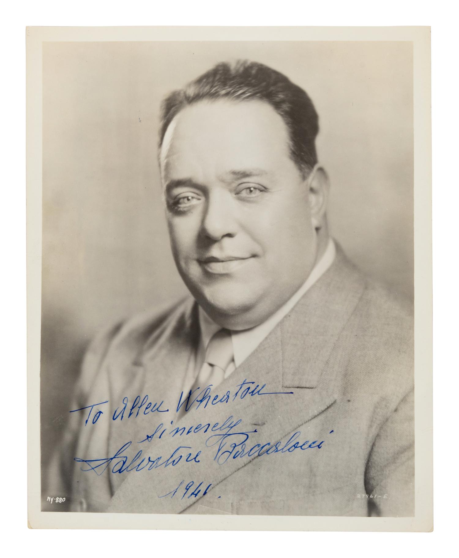 [20TH-CENTURY OPERA SINGERS]. A group of 6 photographs or photographic prints of opera singers from the 1940s, most signed and inscribed, comprising images of: