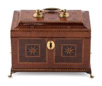 A George III Mahogany and Tunbridge Marquetry Tea Caddy