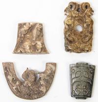 A Group of Four Carved Stone Articles Length of first 2 1/2 inches.