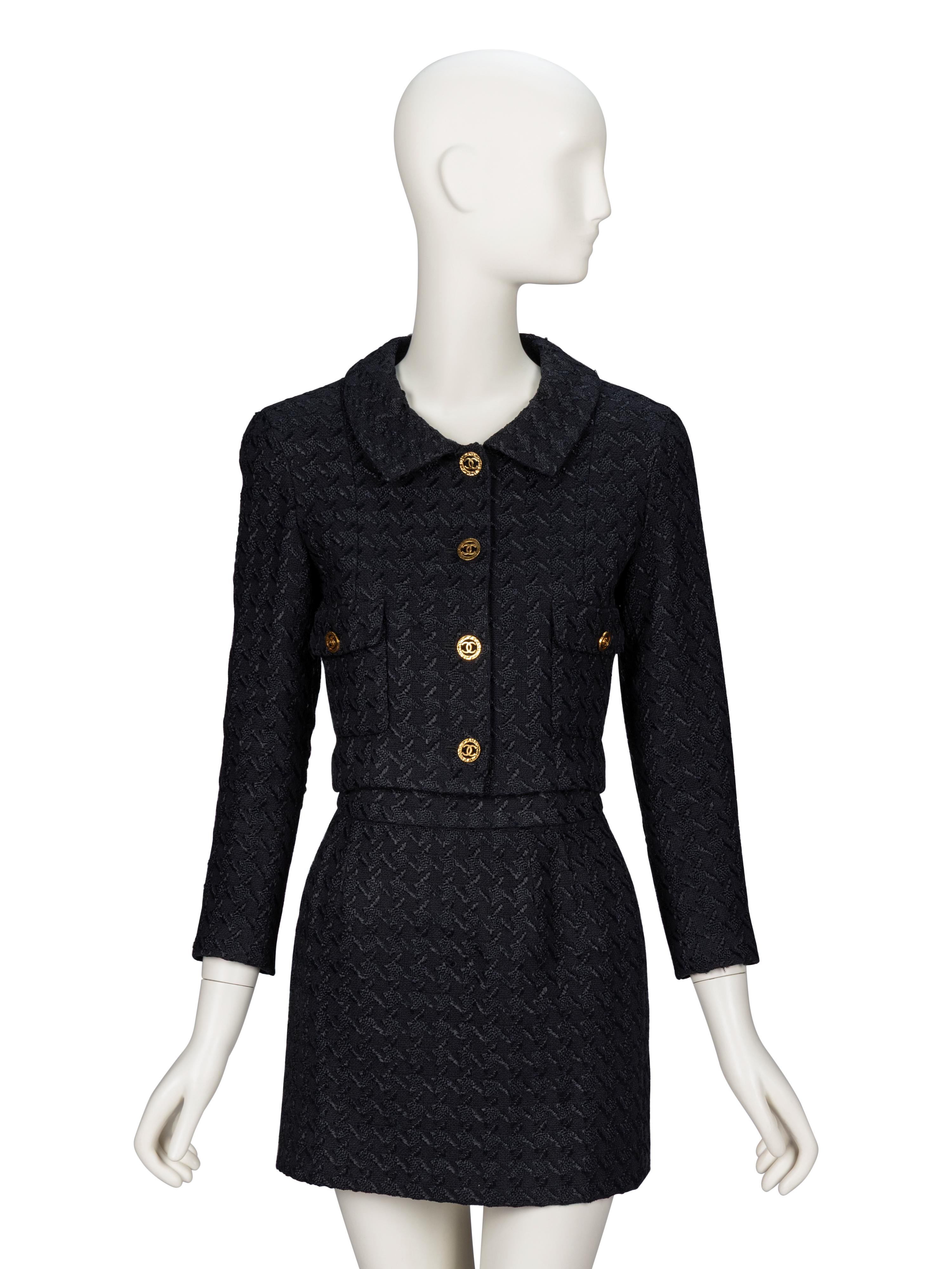 Chanel, Black Jacquard Skirt Suit