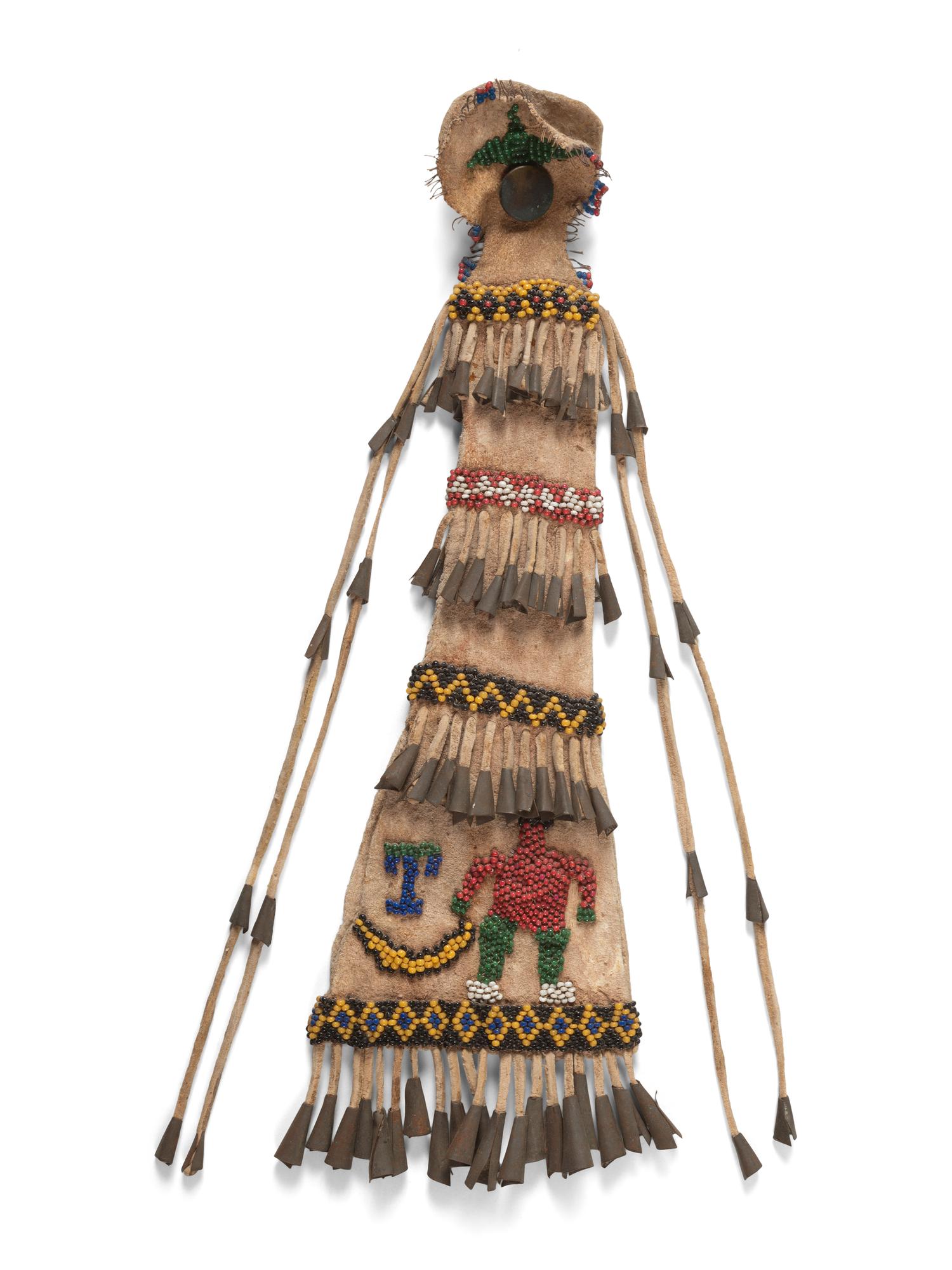 Apache Beaded Hide Awl Case, with Figure