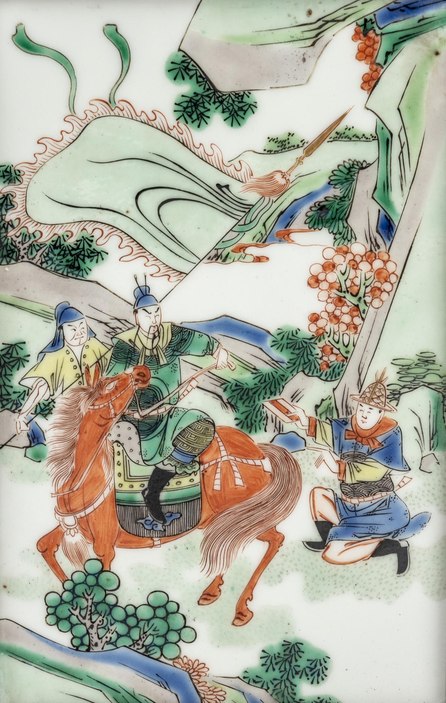 A Set of Four Chinese Famille Verte Porcelain Plaques