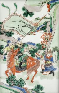 A Set of Four Chinese Famille Verte Porcelain Plaques