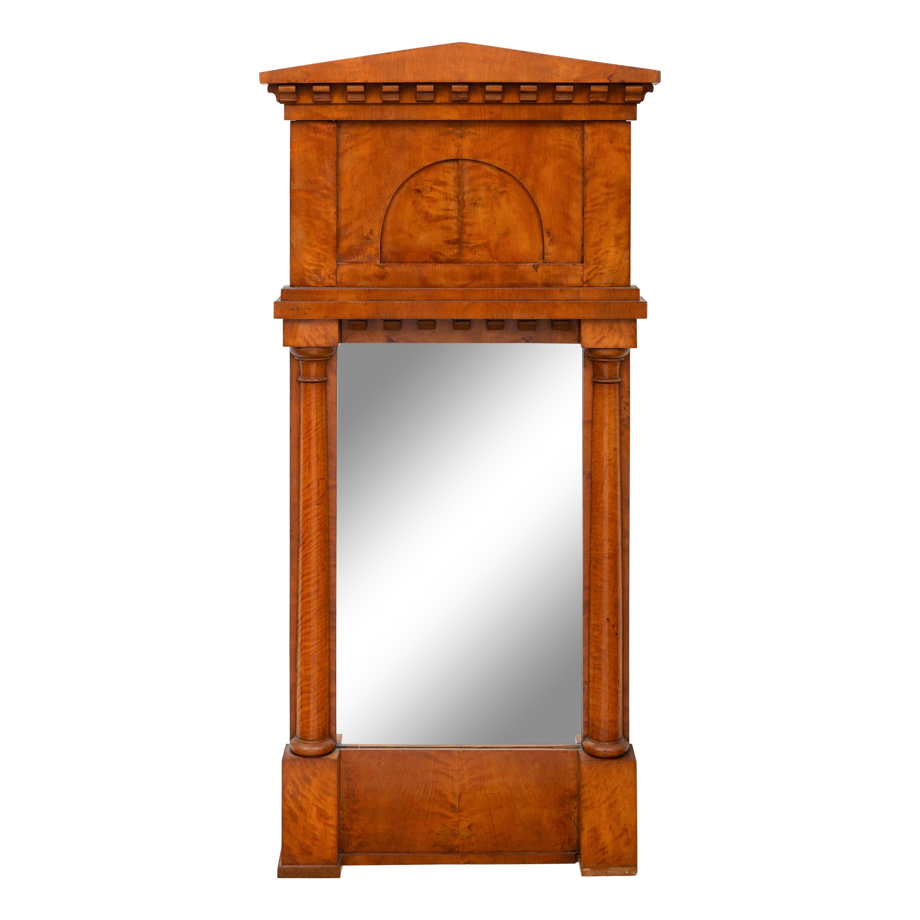 A Biedermeier Walnut Mirror