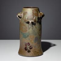 Vase with morning glories and nasturtium