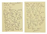 HUXLEY, Aldous (1894-1963). Autograph letter signed ("Aldous"), to Denver. Los Angeles, 2 January 1959.