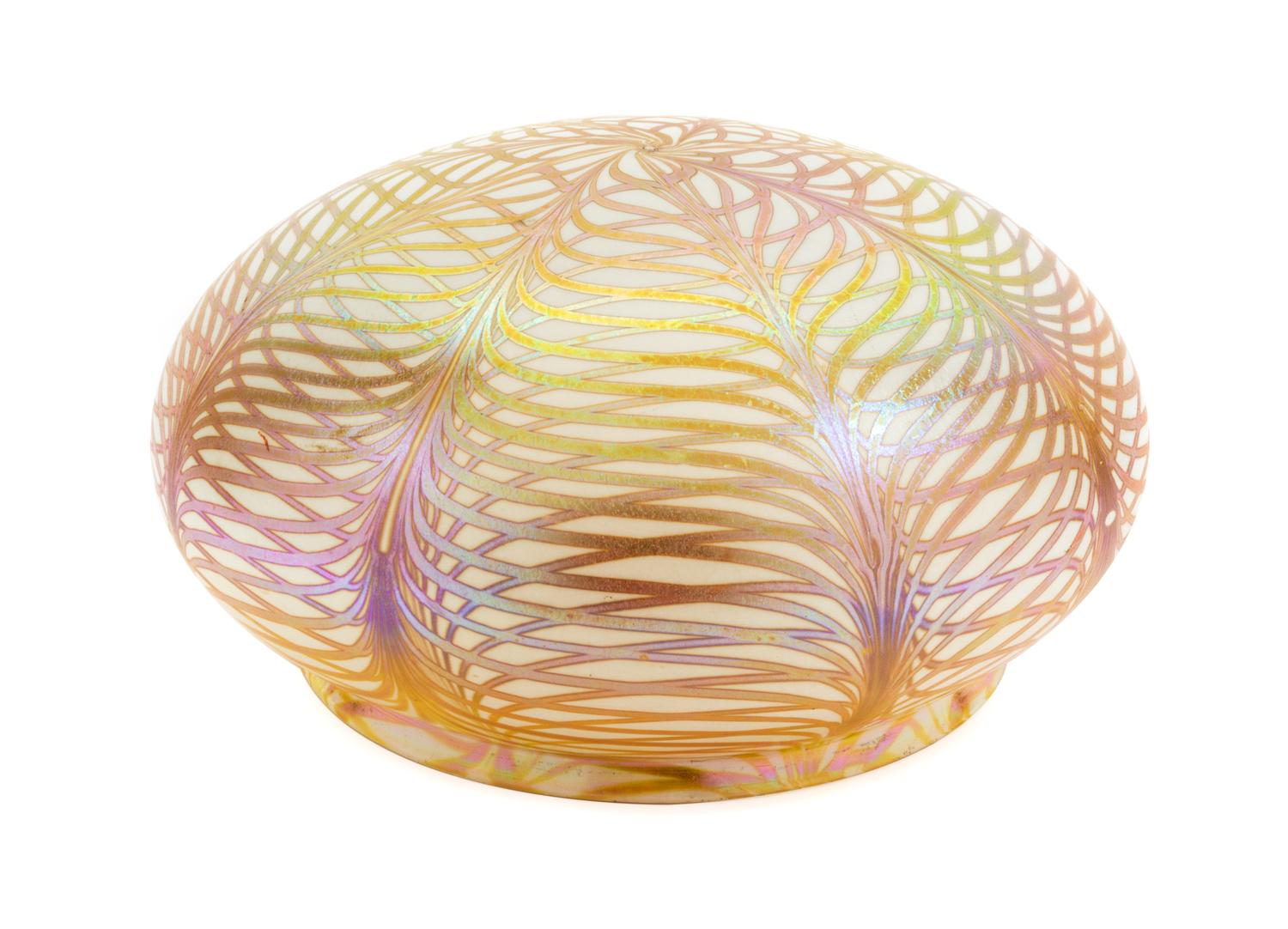 A Quezal Iridescent Glass Shade Diameter 13 inches.