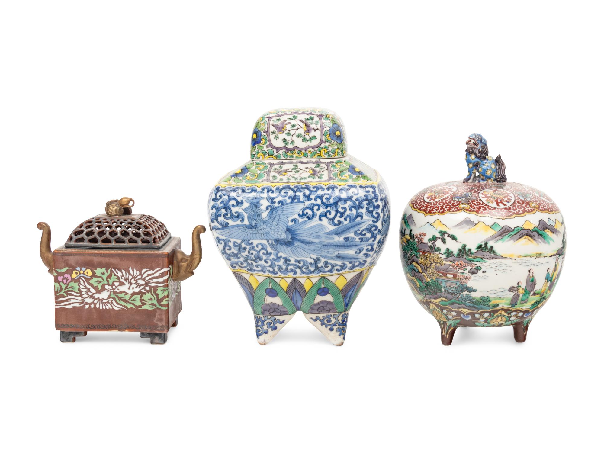 Three Japanese Porcelain Covered Vessels